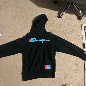 Black Champion Reverse Weave Heavyweight Hoodie Mens Size Small